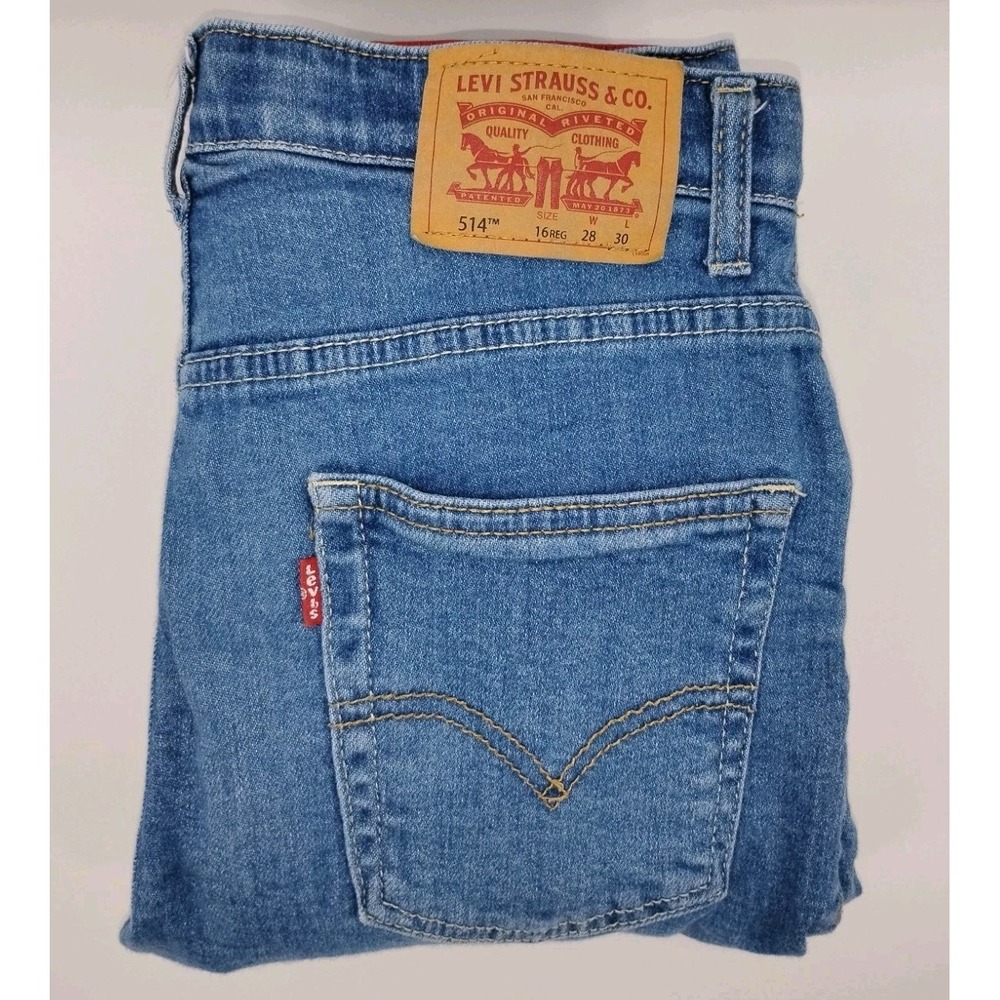 Levi's 514 Boys Straight Blue Jeans Size 16 Reg (28x30)  Adjustable Waist